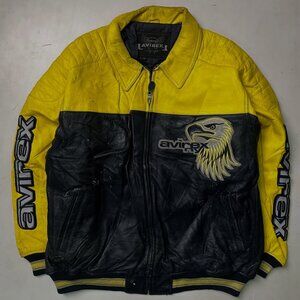 Vintage 90s Avirex Aviator King 75 Leather Bomber Jacket